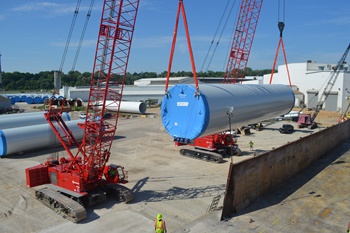 MLC165s give rise to barge-shipping of wind turbine towers - 1