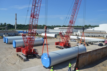 MLC165s give rise to barge-shipping of wind turbine towers - 3